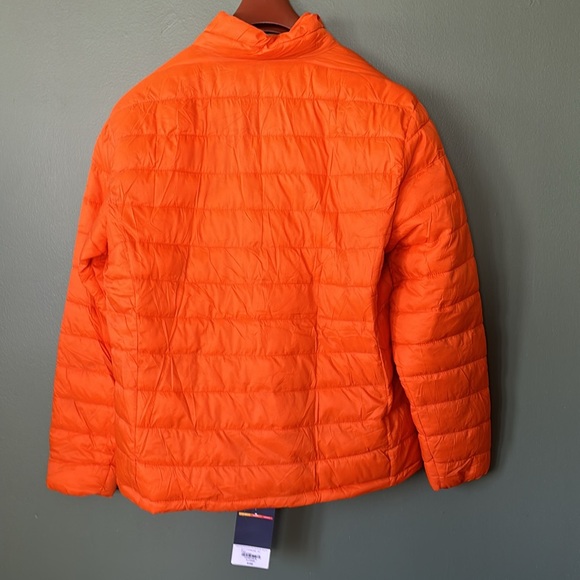 New men Sz XL packable puffer zip up orange casual light travel jacket coat - Picture 9 of 10